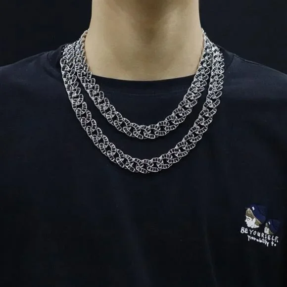 15mm Mens Cuban Choker Chain Miami Hip Hop Necklace or Bracelet Fashion Jewelry